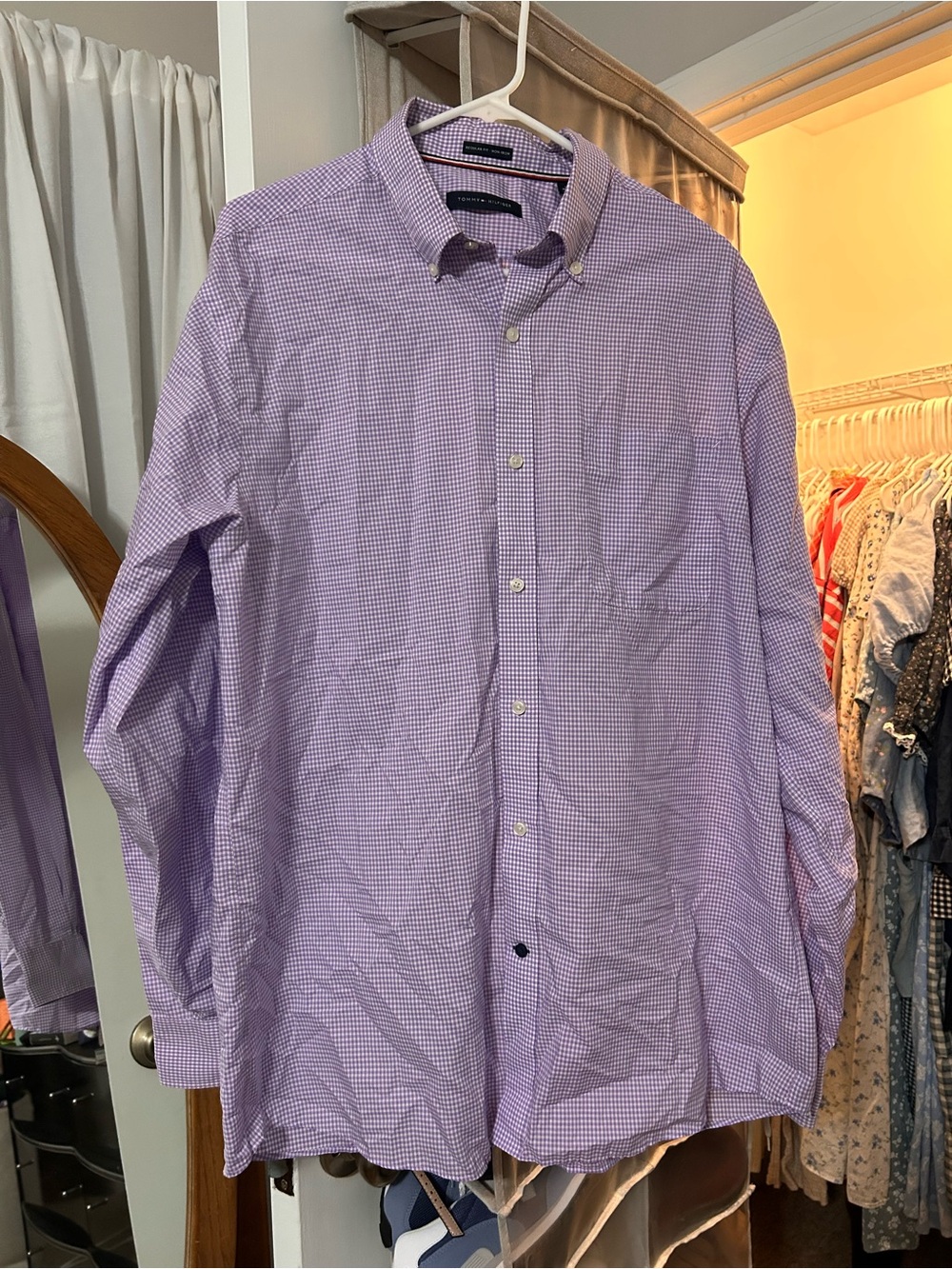 Tommy Hilfiger Men's Purple Checked Button-Down Shirt